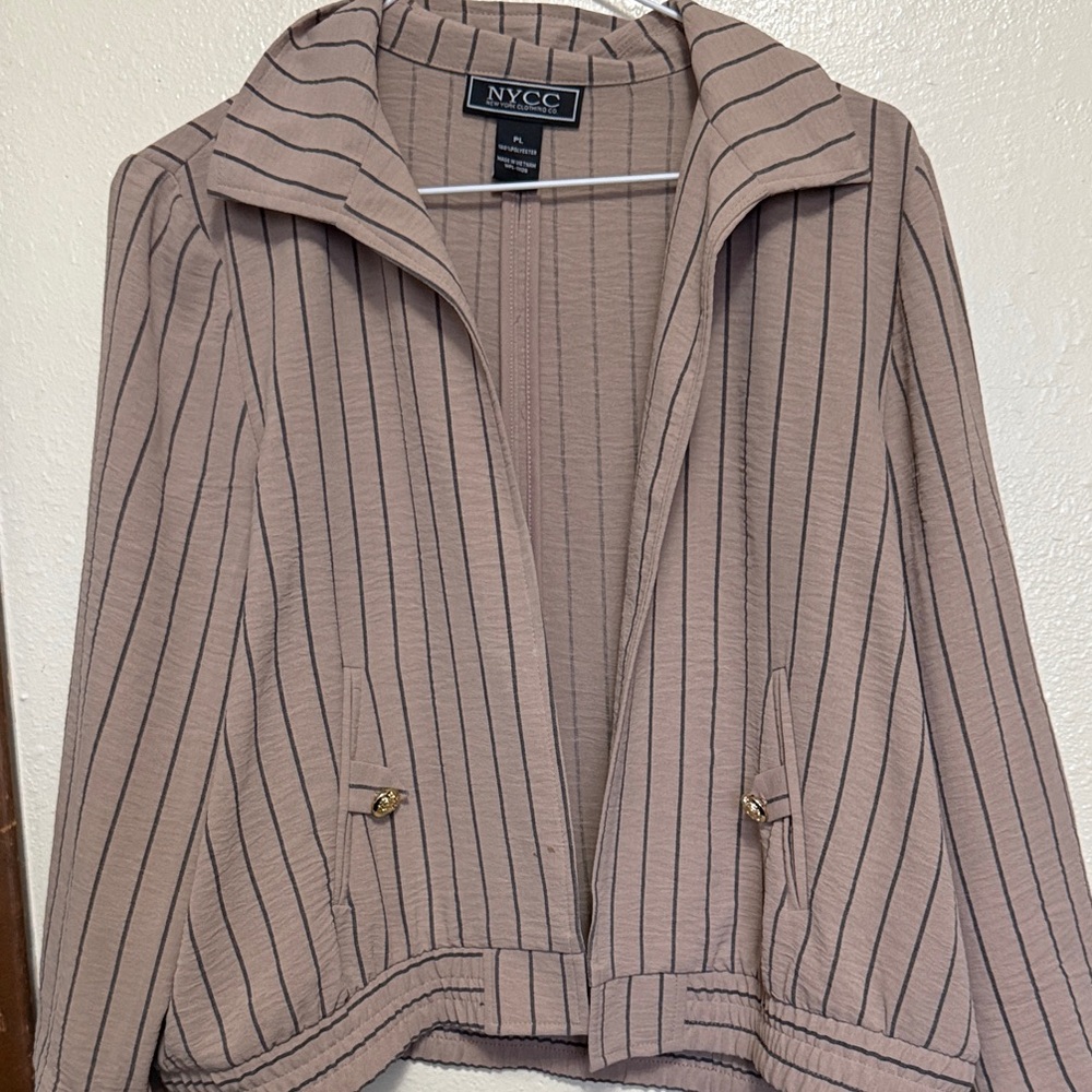 NYC Women's Beige Striped Blazer
